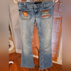 Juicy Couture Blue Embroidered Women Jeans